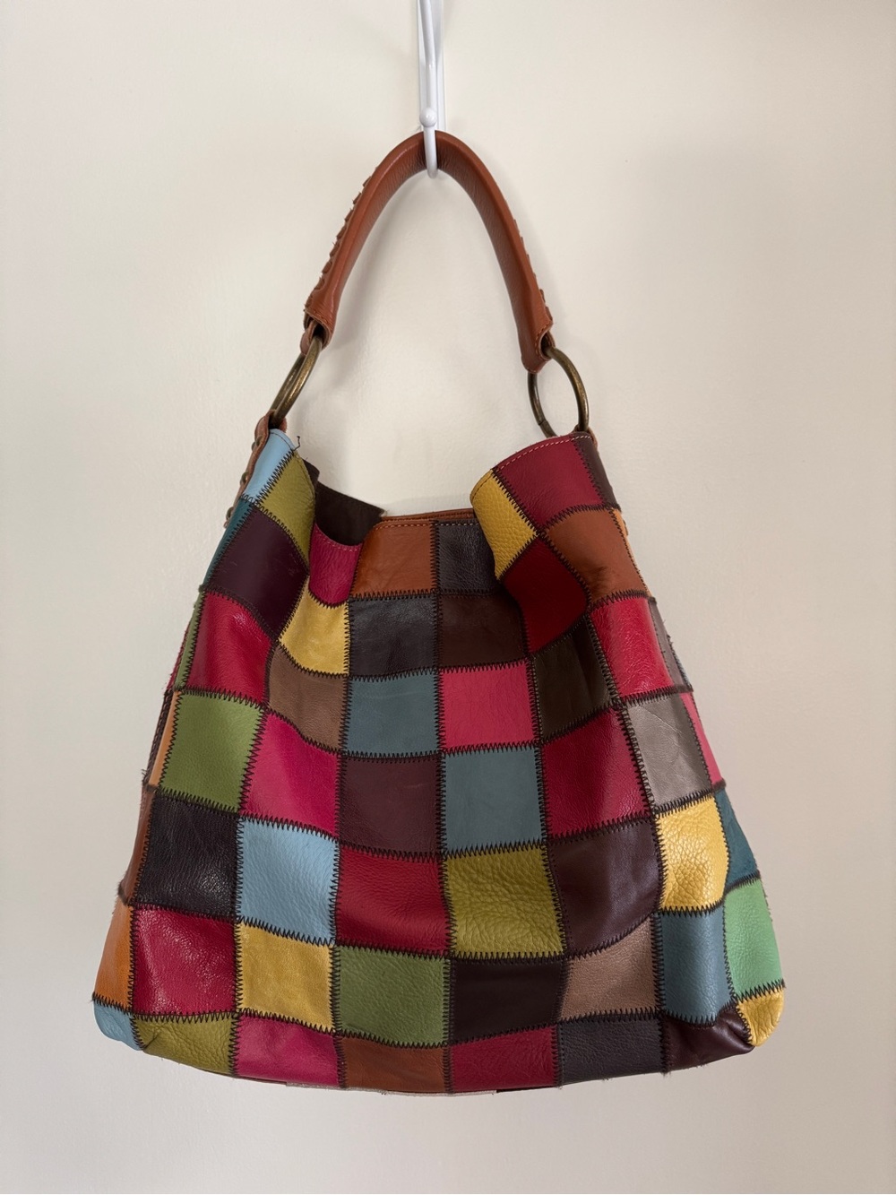 STELLA & MAX multicolor Patchwork Leather Hobo Bag